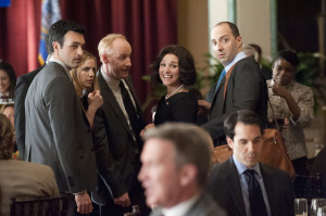 Close to You: Hale in his role as Gary Walsh (far right), next to his beloved Veep, Selina Meyer (Julia Louis-Dreyfus).